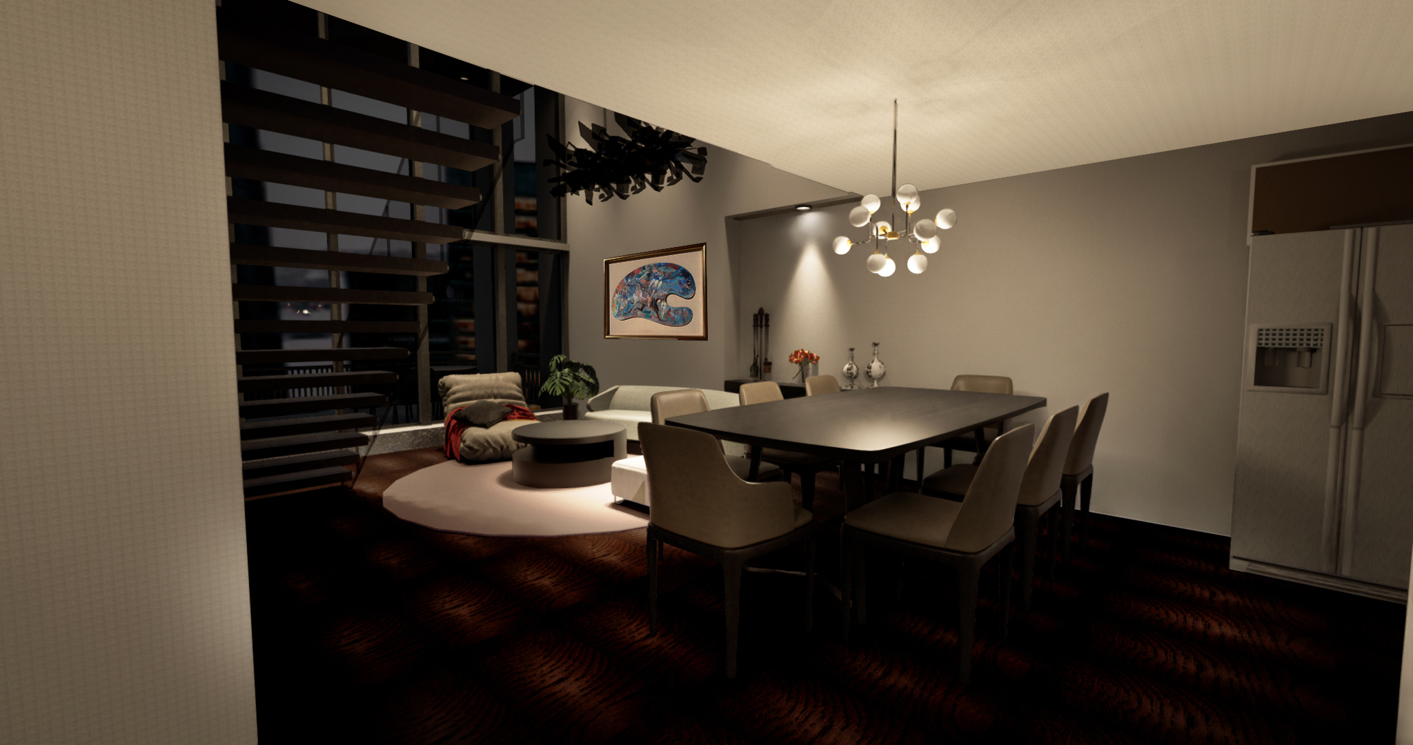 Residential Penthouse Condo - Dining (Night)