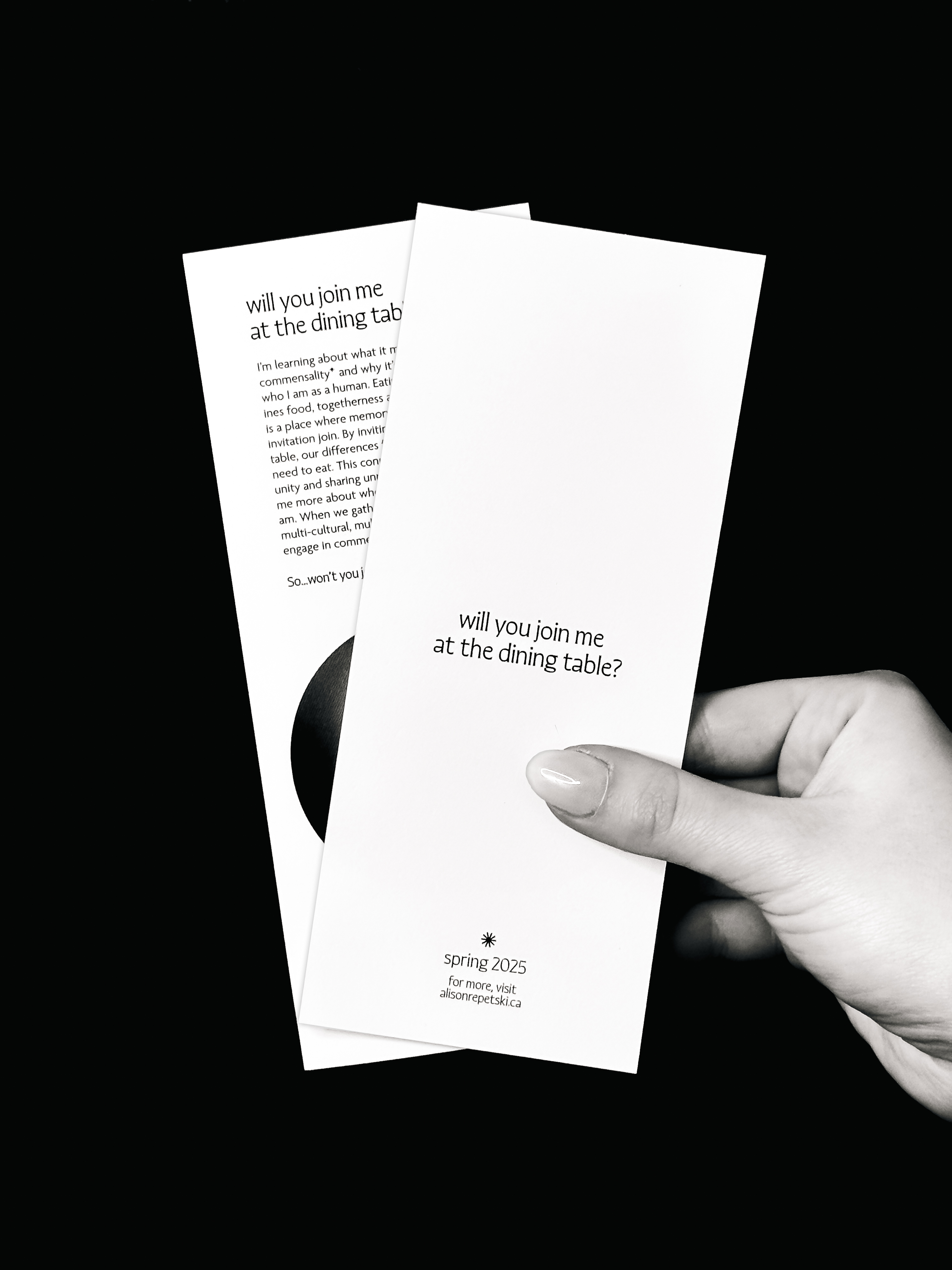 Join Me at the Dining Table, Invation (Front and Back)