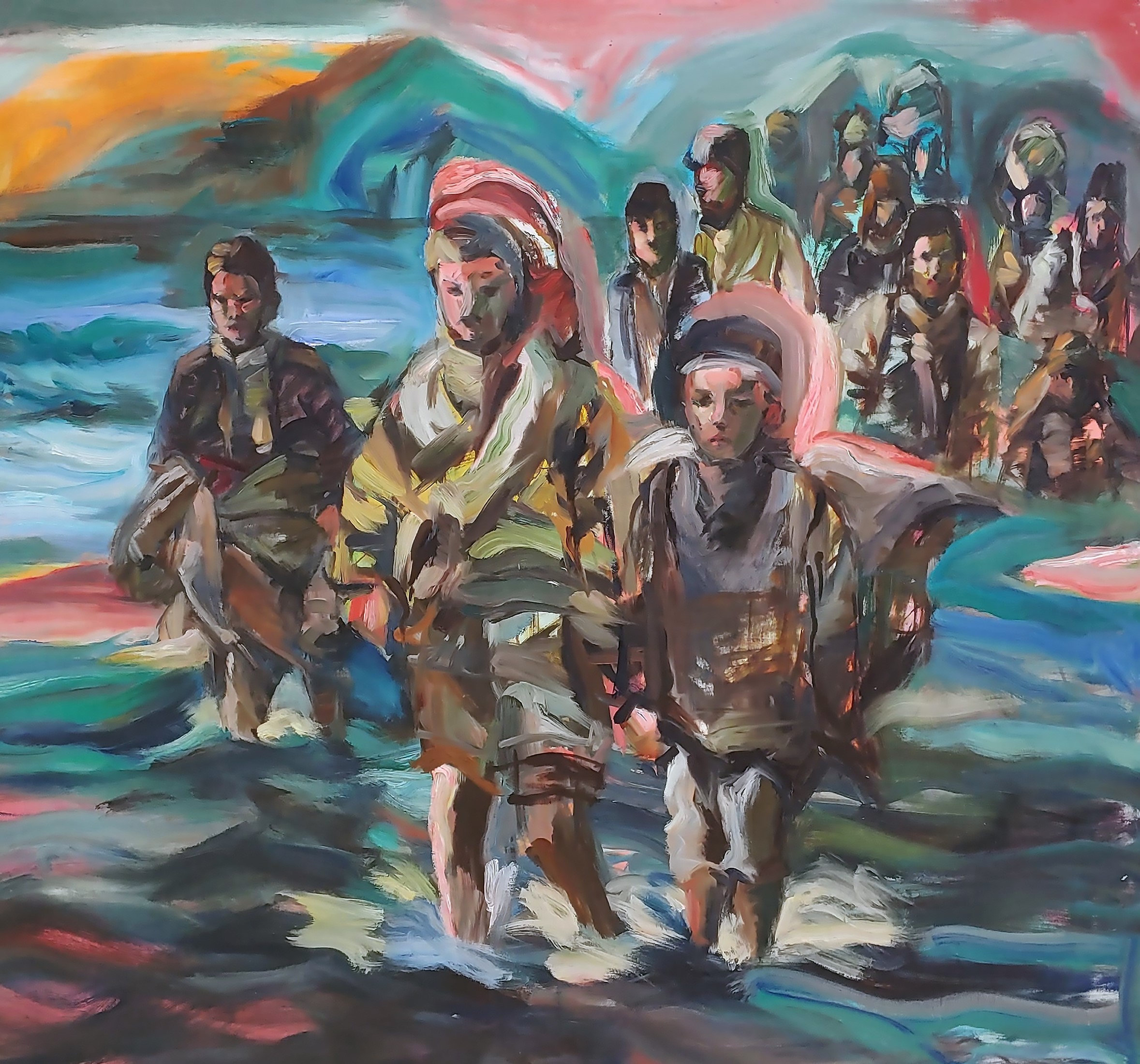 Shinae Kim, "En Marche", Oil on canvas, 48" x 54", 2023.