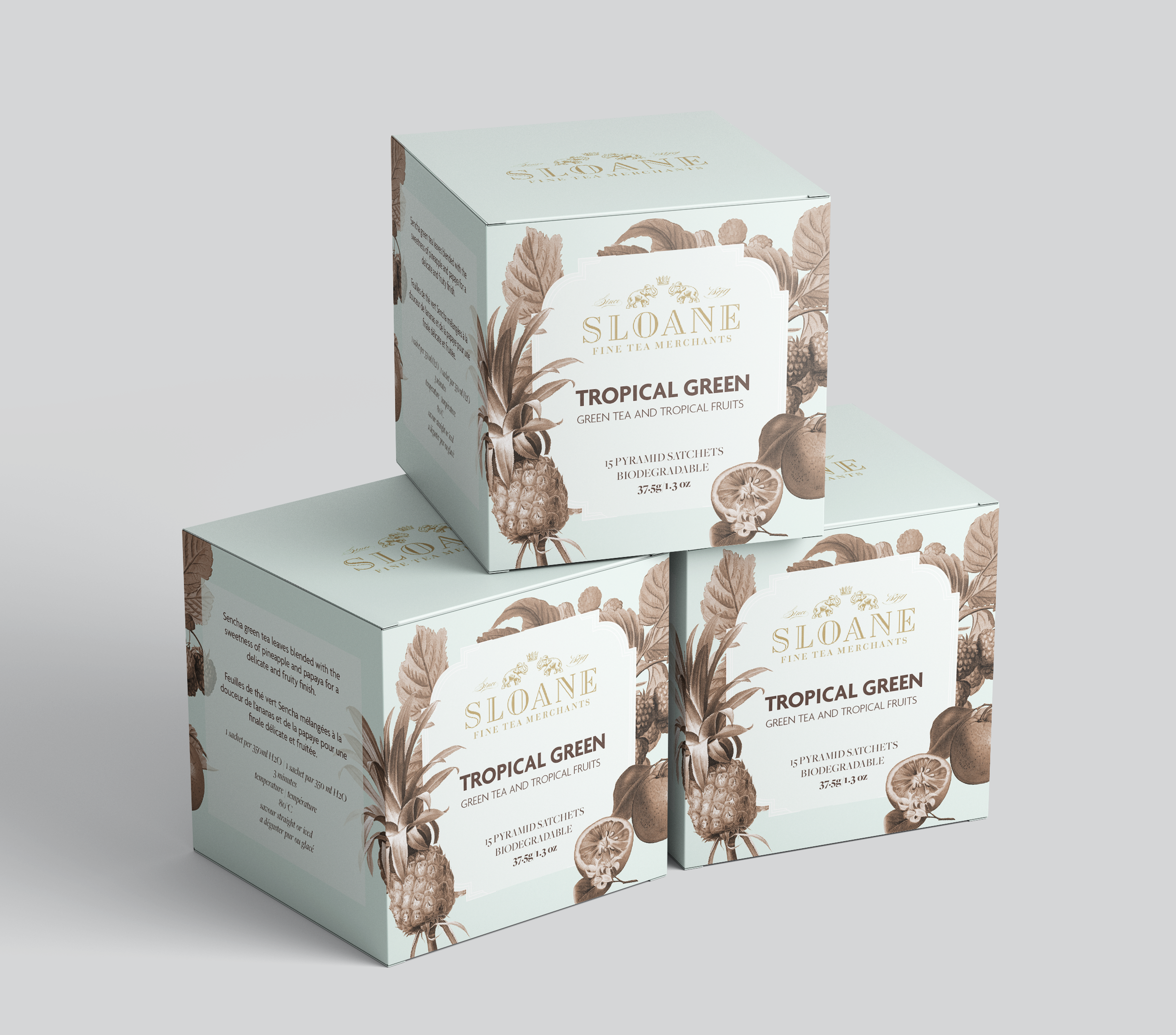 Sloane Tea Pyramid Tea Sachet Box Redesign
