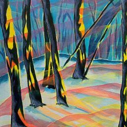 pink light for yellow trees