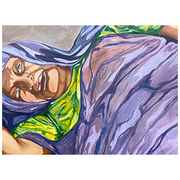 Oil and gold leaf on canvas. 5'x 8' 2025 . الخدر النعيمه .