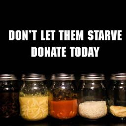 "Don't let them starve, Donate today."