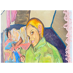 Samia in Alexandria. 2024. Oil on canvas 48” x 26”