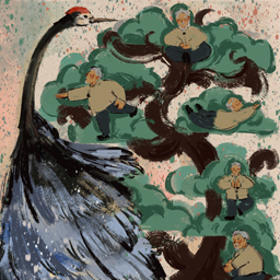 Pine and Crane (松鹤延年）