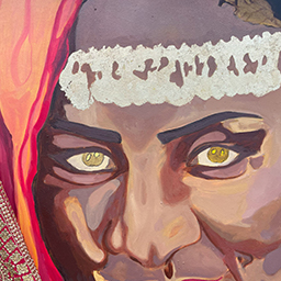 Nazik, Oil and gold leaf on canvas, 48”x48” 2025